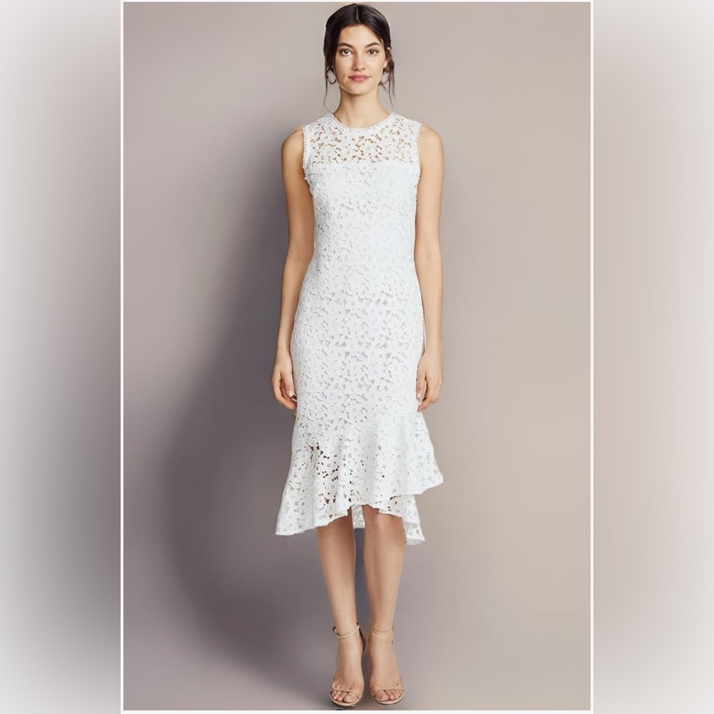 Shoshanna Carlita White Lace Sheath Dress